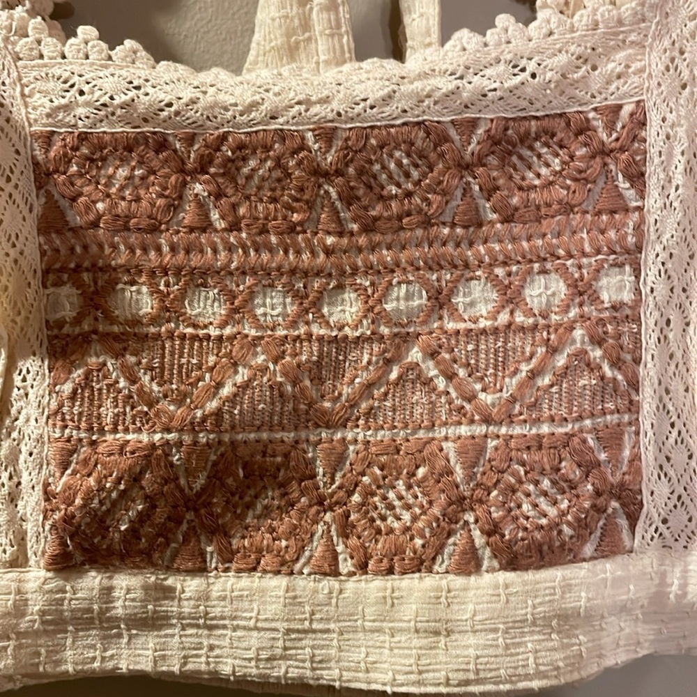 Free People Bohemian embroidered crochet lace insert VACATION PERFECTION - Picture 4 of 16